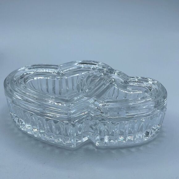 Cristal d’Arques  -Durand Two Hearts Crystal Trinket box. - Picture 3 of 11